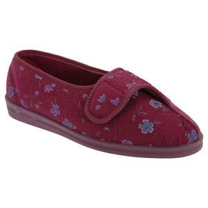 Comfylux Womens/Ladies Diana Floral Velcro Slippers / Wine